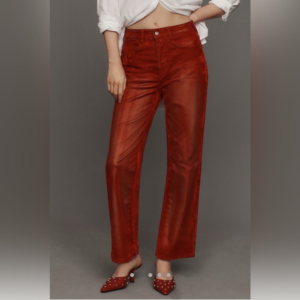Anthropologie Pilcro The Annie Flocked High-Rise Straight-Leg Jeans